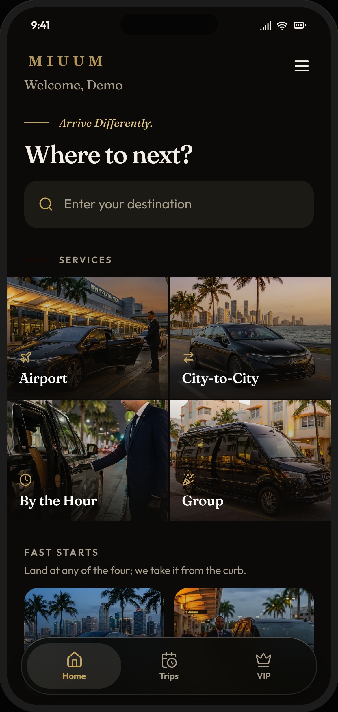 MIUUM app, home screen