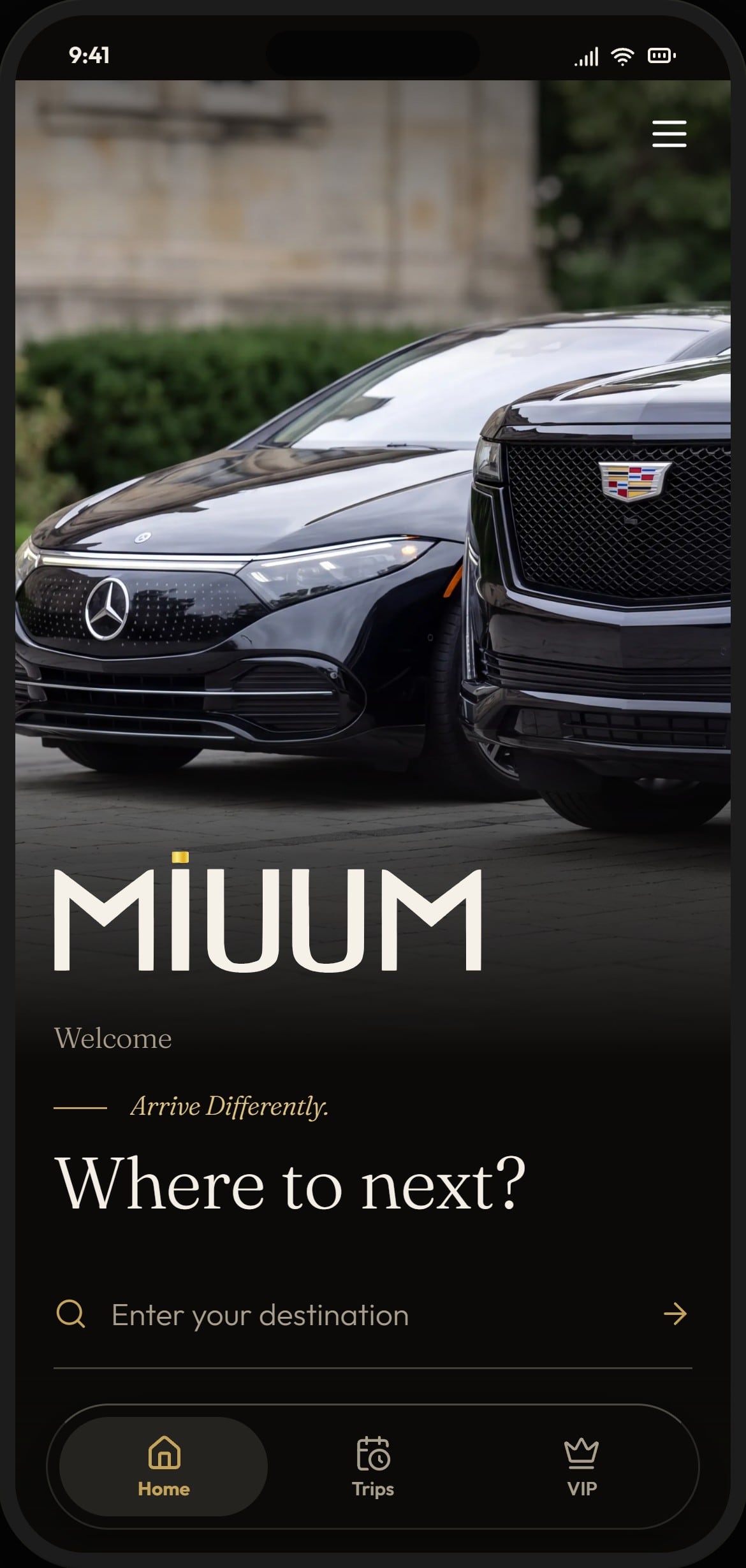 MIUUM app, home screen