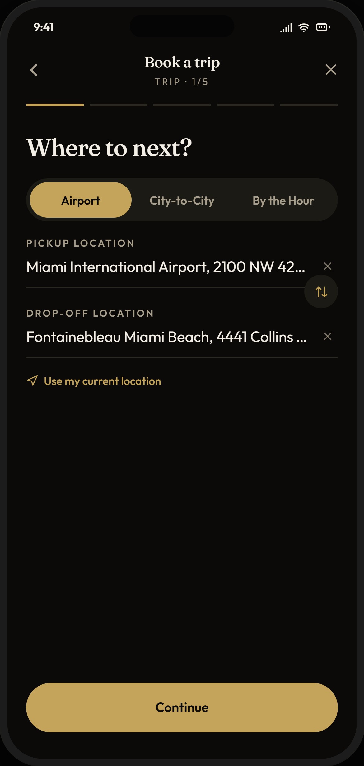 MIUUM app, trip details