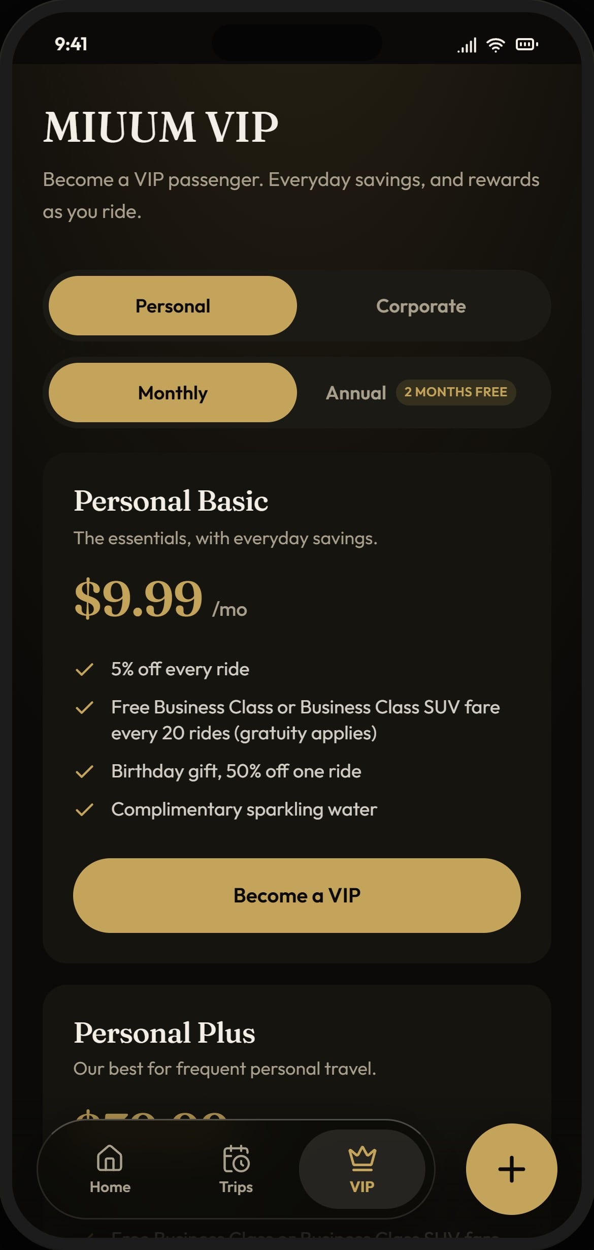 MIUUM app, VIP membership