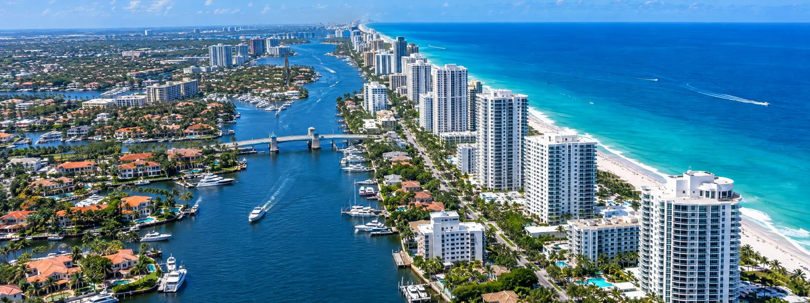 Aerial view of the Fort Lauderdale intracoastal and coastline