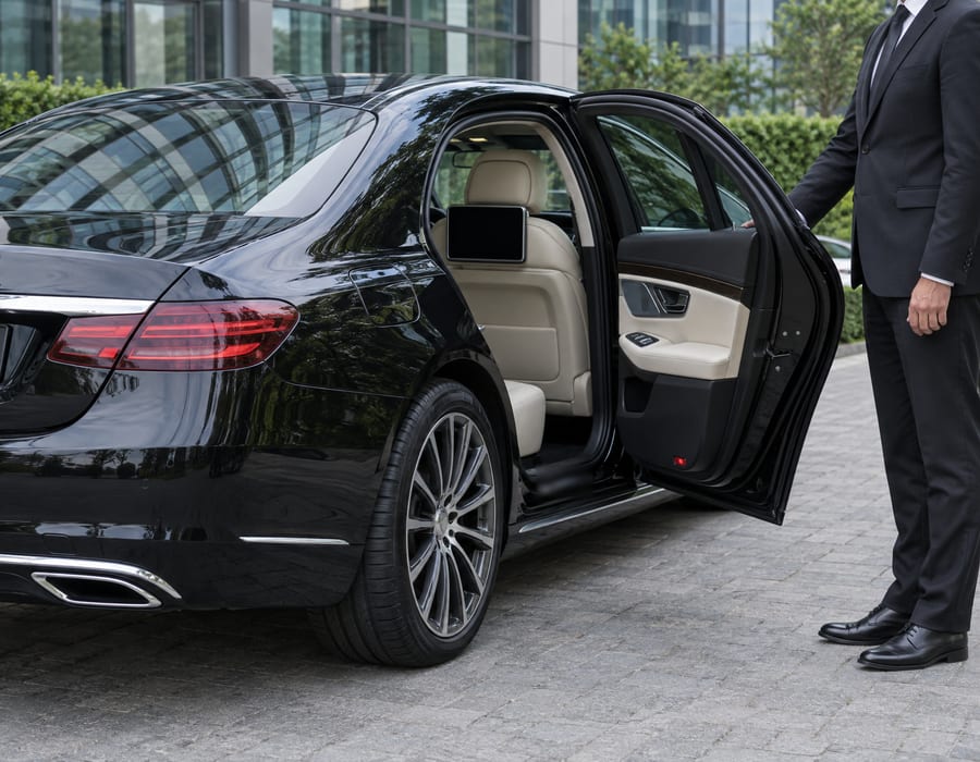Luxury black car interior